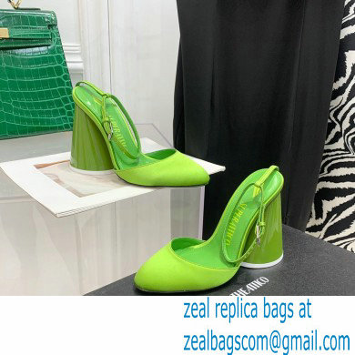 The Attico Heel 9.5cm Luz Slingbacks Satin Green 2022 - Click Image to Close