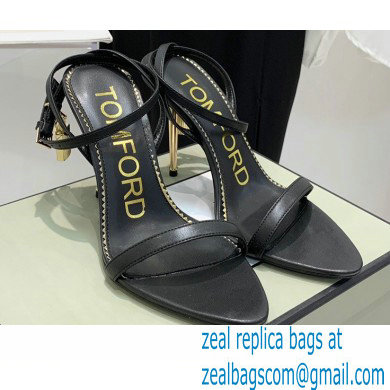 Tom Ford Heel 10.5cm Padlock Pointy Naked Sandals Leather Black 2022 - Click Image to Close
