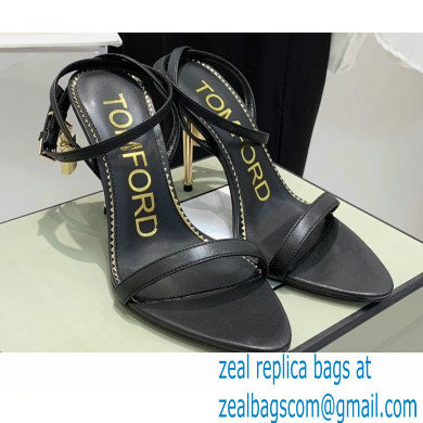 Tom Ford Heel 10.5cm Padlock Pointy Naked Sandals Leather Black 2022