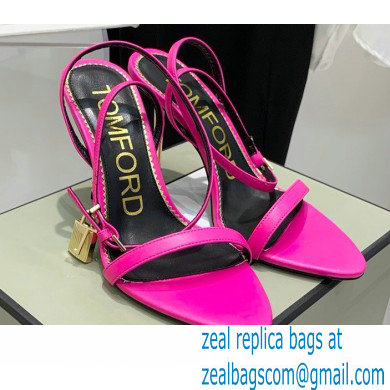 Tom Ford Heel 10.5cm Padlock Pointy Naked Sandals Leather Fuchsia 2022 - Click Image to Close