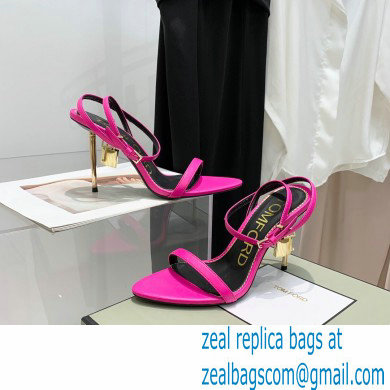 Tom Ford Heel 10.5cm Padlock Pointy Naked Sandals Leather Fuchsia 2022 - Click Image to Close