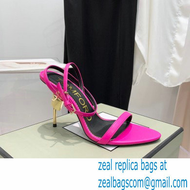 Tom Ford Heel 10.5cm Padlock Pointy Naked Sandals Leather Fuchsia 2022 - Click Image to Close