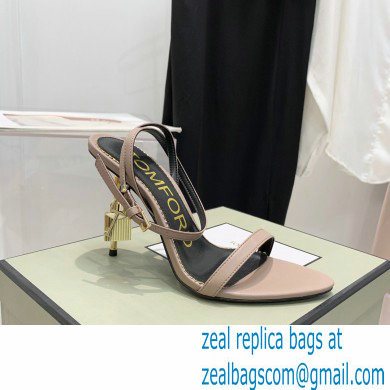 Tom Ford Heel 10.5cm Padlock Pointy Naked Sandals Leather Nude 2022