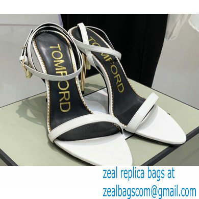 Tom Ford Heel 10.5cm Padlock Pointy Naked Sandals Leather White 2022