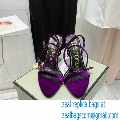 Tom Ford Heel 10.5cm Padlock Pointy Naked Sandals Velvet Purple 2022