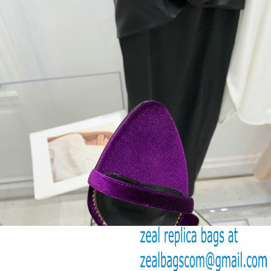 Tom Ford Heel 10.5cm Padlock Pointy Naked Sandals Velvet Purple 2022 - Click Image to Close
