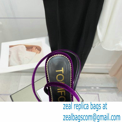 Tom Ford Heel 10.5cm Padlock Pointy Naked Sandals Velvet Purple 2022 - Click Image to Close