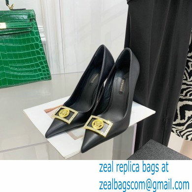 Versace Heel 10.5cm Crystal Medusa Pumps Calfskin Black 2022