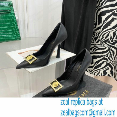 Versace Heel 10.5cm Crystal Medusa Pumps Calfskin Black 2022 - Click Image to Close