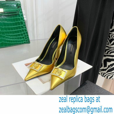 Versace Heel 10.5cm Crystal Medusa Pumps Calfskin Gold 2022