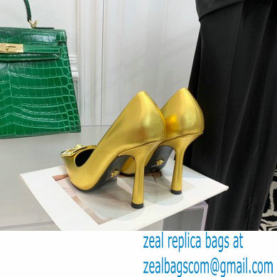 Versace Heel 10.5cm Crystal Medusa Pumps Calfskin Gold 2022 - Click Image to Close