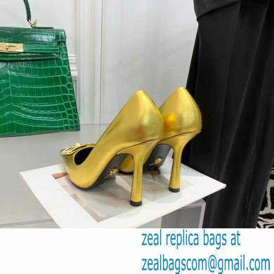 Versace Heel 10.5cm Crystal Medusa Pumps Calfskin Gold 2022