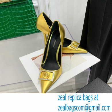 Versace Heel 10.5cm Crystal Medusa Pumps Calfskin Gold 2022