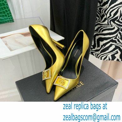 Versace Heel 10.5cm Crystal Medusa Pumps Calfskin Gold 2022 - Click Image to Close