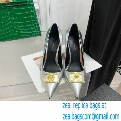 Versace Heel 10.5cm Crystal Medusa Pumps Calfskin Silver 2022