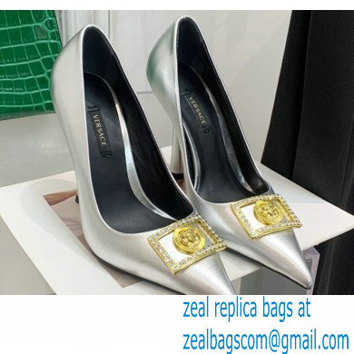 Versace Heel 10.5cm Crystal Medusa Pumps Calfskin Silver 2022