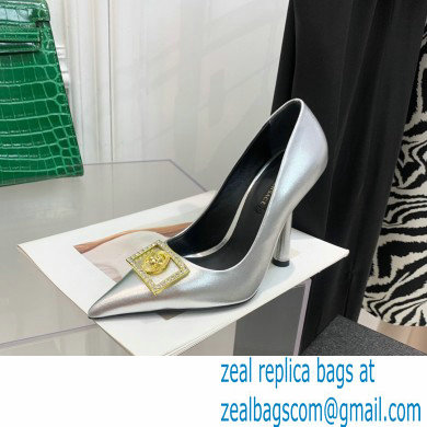 Versace Heel 10.5cm Crystal Medusa Pumps Calfskin Silver 2022 - Click Image to Close