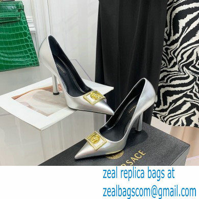Versace Heel 10.5cm Crystal Medusa Pumps Calfskin Silver 2022
