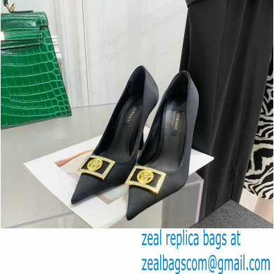 Versace Heel 10.5cm Crystal Medusa Pumps Satin Black 2022