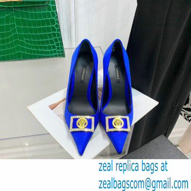 Versace Heel 10.5cm Crystal Medusa Pumps Satin Blue 2022