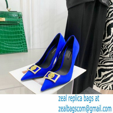 Versace Heel 10.5cm Crystal Medusa Pumps Satin Blue 2022