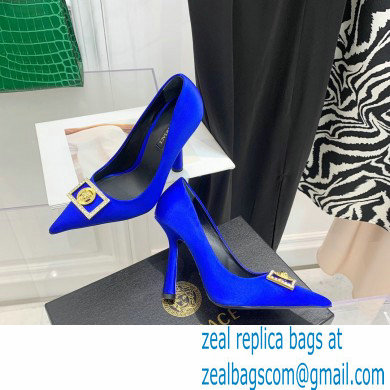 Versace Heel 10.5cm Crystal Medusa Pumps Satin Blue 2022 - Click Image to Close