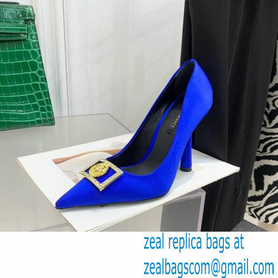 Versace Heel 10.5cm Crystal Medusa Pumps Satin Blue 2022 - Click Image to Close