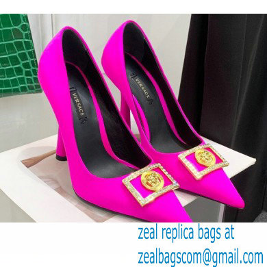 Versace Heel 10.5cm Crystal Medusa Pumps Satin Fuchsia 2022