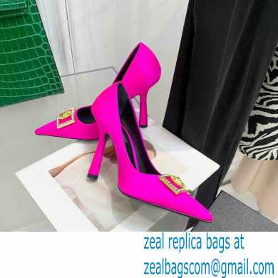 Versace Heel 10.5cm Crystal Medusa Pumps Satin Fuchsia 2022