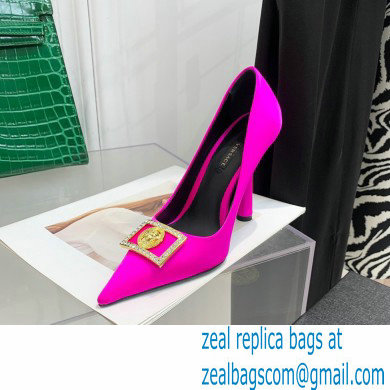 Versace Heel 10.5cm Crystal Medusa Pumps Satin Fuchsia 2022
