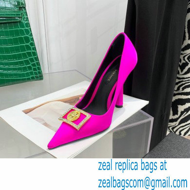 Versace Heel 10.5cm Crystal Medusa Pumps Satin Fuchsia 2022 - Click Image to Close