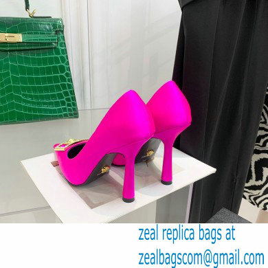 Versace Heel 10.5cm Crystal Medusa Pumps Satin Fuchsia 2022 - Click Image to Close