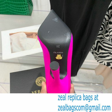 Versace Heel 10.5cm Crystal Medusa Pumps Satin Fuchsia 2022 - Click Image to Close
