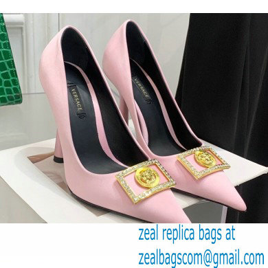 Versace Heel 10.5cm Crystal Medusa Pumps Satin Pink 2022