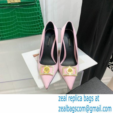 Versace Heel 10.5cm Crystal Medusa Pumps Satin Pink 2022