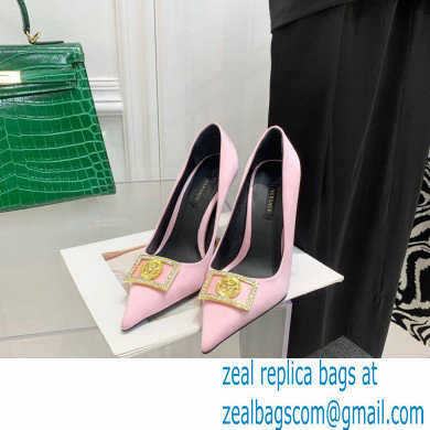 Versace Heel 10.5cm Crystal Medusa Pumps Satin Pink 2022