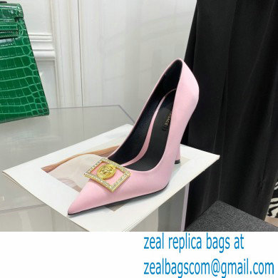 Versace Heel 10.5cm Crystal Medusa Pumps Satin Pink 2022