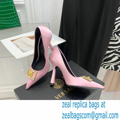 Versace Heel 10.5cm Crystal Medusa Pumps Satin Pink 2022