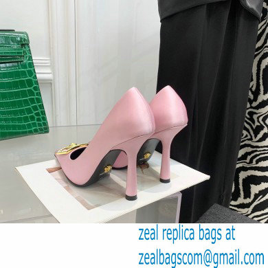 Versace Heel 10.5cm Crystal Medusa Pumps Satin Pink 2022 - Click Image to Close