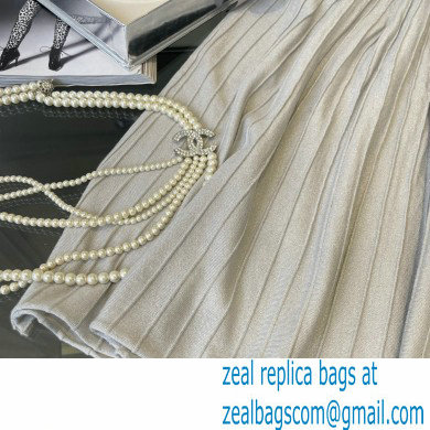 celine pleated skirt silver 2022