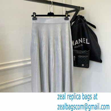 celine pleated skirt silver 2022