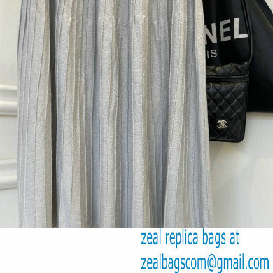 celine pleated skirt silver 2022