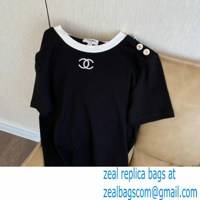 chanel logo printed T-shirt black 01 2022