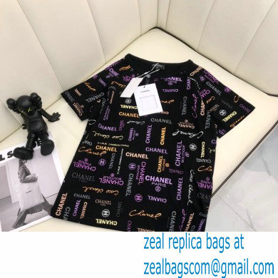 chanel logo printed T-shirt black 2022