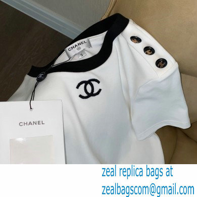 chanel logo printed T-shirt white 01 2022