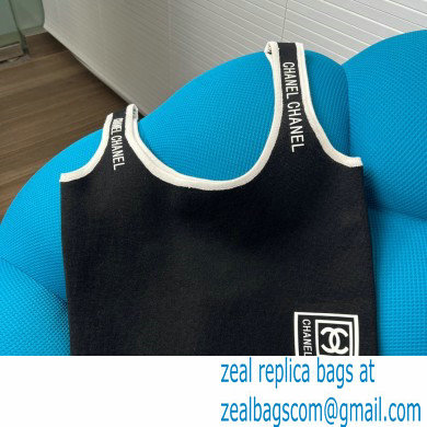 chanel logo printed black vest 2022