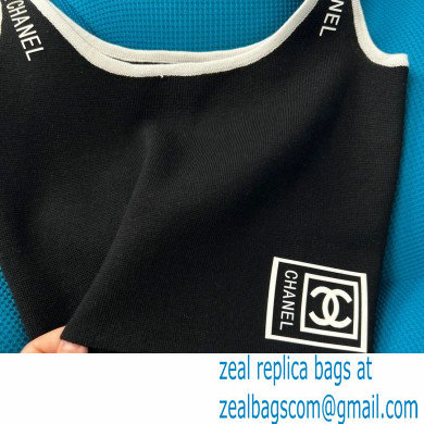 chanel logo printed black vest 2022