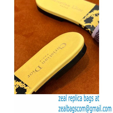 dior Bright Yellow and Pink D-Jungle Pop Cotton Embroidery Dway Slide 2022 - Click Image to Close