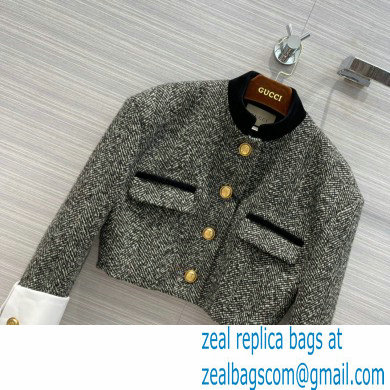 gucci Check tweed jacket with Double G buttons 2022 - Click Image to Close