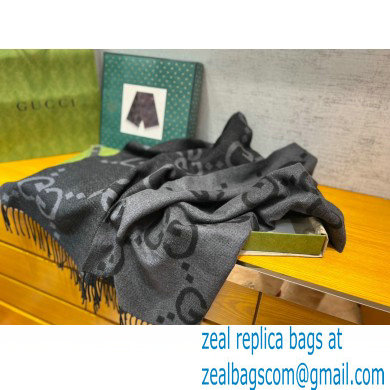 gucci GG wool jacquard scarf gray 2022